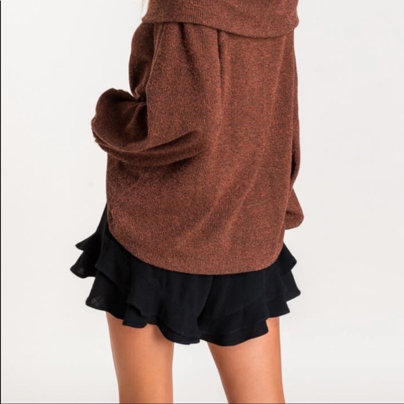 Lush black high rise boho ruffle linen shorts flutter costal cowgirl old… - Picture 3 of 8